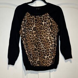 Express Black and Brown Leopard Print Sweater